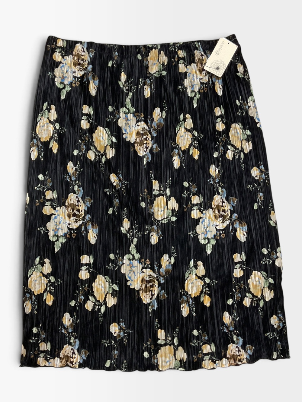 Brand New-Women’s Everleigh Plissé Pleated Black Floral Skirt